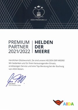 AIDA Premium Club Urkunde 2022